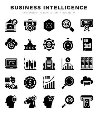 Business Intelligence icons set. Vector illustration. Stock Illustration