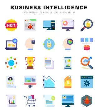 Business Intelligence icons set. Vector illustration. Stockillustratie