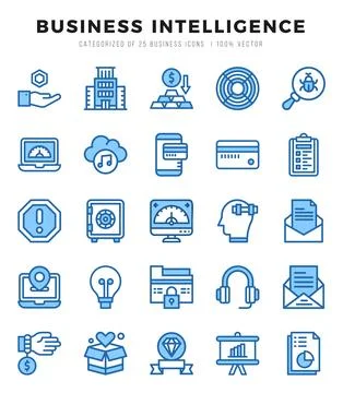 Business Intelligence icons set for website and mobile site and apps. Stock Illustration