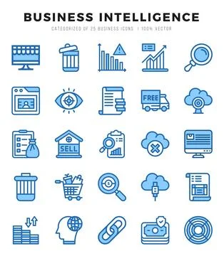 Business Intelligence icons set for website and mobile site and apps. Stockillustratie