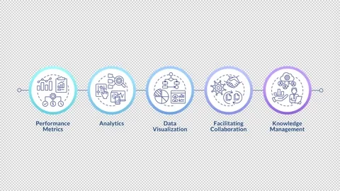 Business intelligence implementation infographic circles animation Stock Footage 296623882
