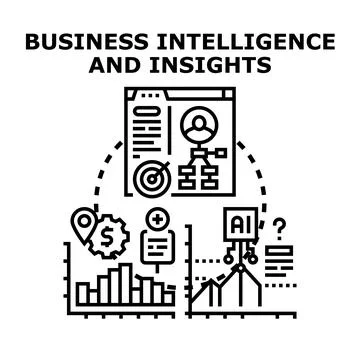 Business intelligence insights and data analytics strategy Stock Illustration