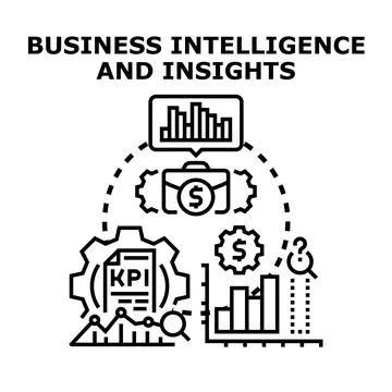 Business intelligence insights and strategy planning concept Illustrazione stock