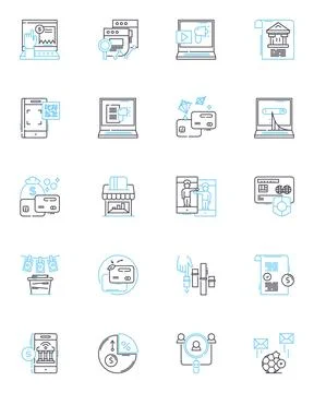 Business intelligence linear icons set. Analytics, Dashboards, Insights, Big Stock Illustration
