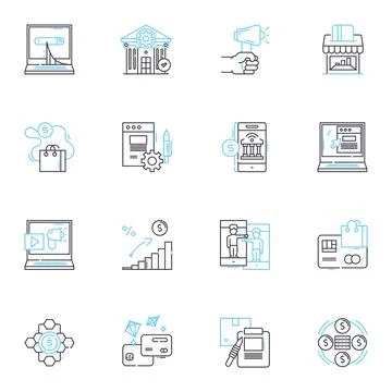 Business intelligence linear icons set. Analytics, Dashboards, Insights, Big Stock Illustration