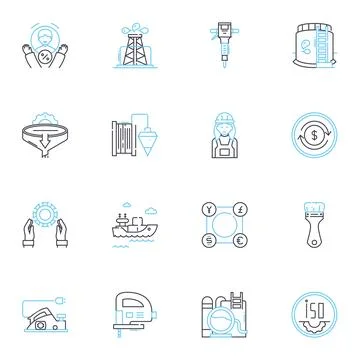Business intelligence linear icons set. Insights, Analytics, Reporting, Metrics Illustrazione stock