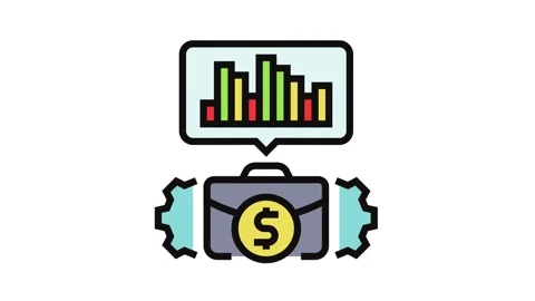 Business intelligence process color icon animation Video stock 326110585