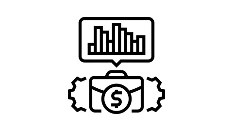 Business intelligence process line icon animation Video stock 326127610