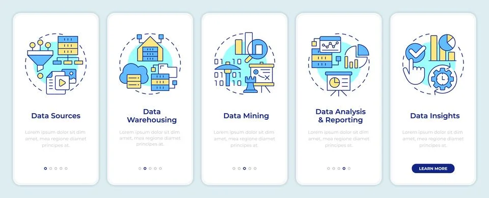 Business intelligence process onboarding mobile app screen イラスト素材