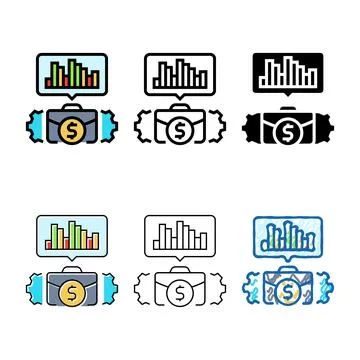 Business intelligence process set color icon vector Illustrazione stock
