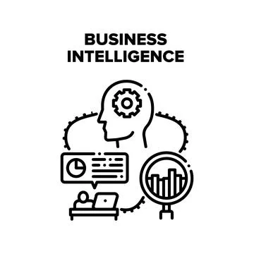 Business Intelligence Process Vector Black Illustration Illustrazione stock
