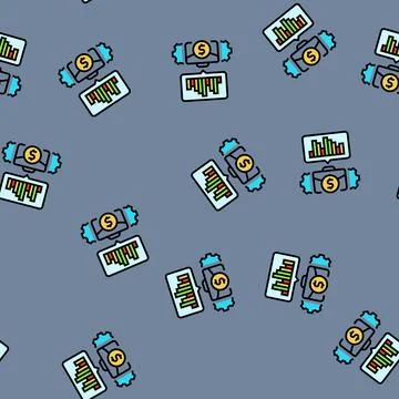 Business intelligence process vector seamless pattern イラスト素材