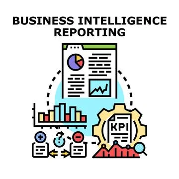 Business intelligence reporting collecting analyzing data 库存插图