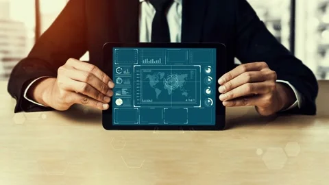 Business intelligence technology and big data analytic mixed media Stock Footage 162767374