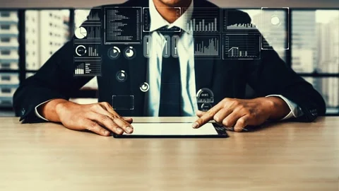 Business intelligence technology and big data analytic mixed media Stock Footage 162767965