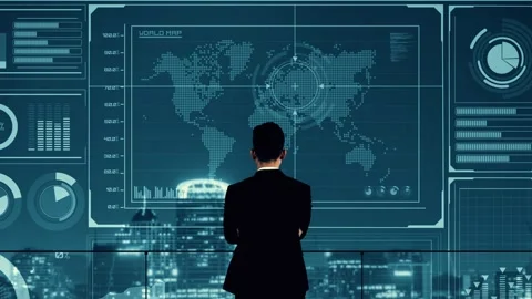 Business intelligence technology and big data analytic mixed media Stock Footage 162852118