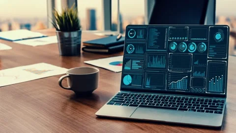 Business intelligence technology and big data analytic mixed media Stock Footage 162852256