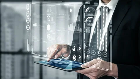 Business intelligence technology and big data analytic mixed media Stock Footage 164787168
