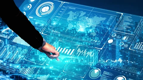 Business intelligence technology and big data analytic mixed media Stock Footage 164791265