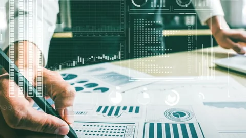 Business intelligence technology and big data analytic mixed media Stock Footage 164872663