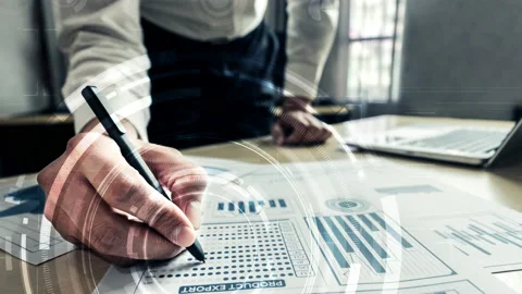 Business intelligence technology and big data analytic mixed media Stock Footage 164920648