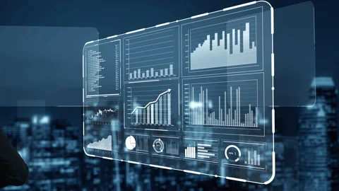 Business intelligence technology and big data analytic mixed media Stock Footage 164923213