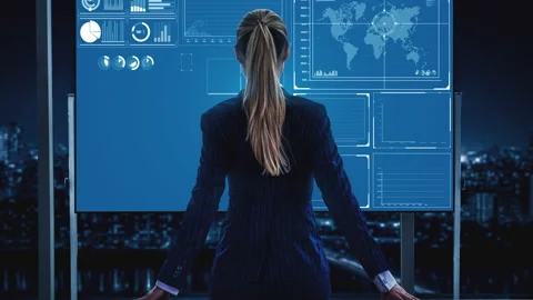 Business intelligence technology and big data analytic mixed media Stock Footage 164928243