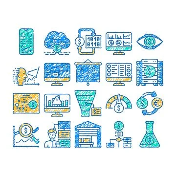 Business intelligence technology icon hand drawn Stock Illustration