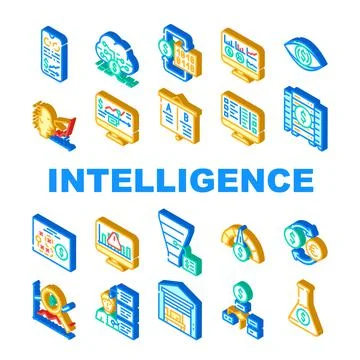 Business Intelligence Technology Icons Set Vector Stock Illustration