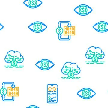 Business Intelligence Technology Icons Set Vector Illustrazione stock