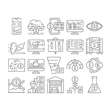 Business Intelligence Technology Icons Set Vector Stockillustratie