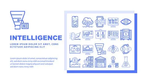 Business Intelligence Technology Landing Header Vector Stock Illustration