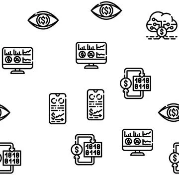 Business Intelligence Technology Vector Seamless Pattern Stock Illustration