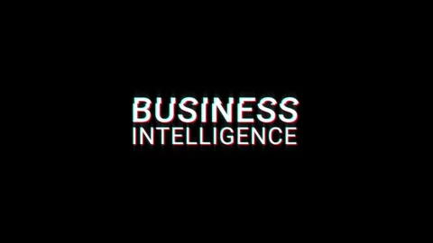 Business intelligence text glitch screen effect abstract media video animation Stock Footage 313001035