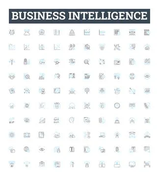 Business intelligence vector line icons set. Business, Intelligence, Analytics Illustrazione stock