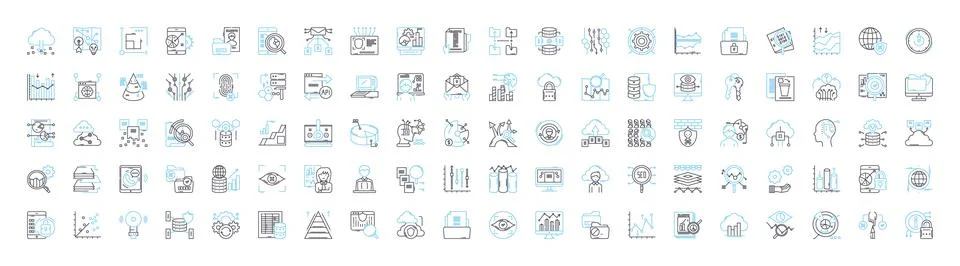 Business intelligence vector line icons set. Business, Intelligence, Analytics Stock Illustration