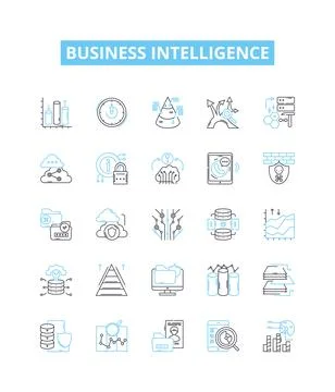 Business intelligence vector line icons set. Business, Intelligence, Analytics Stock Illustration