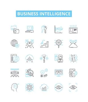 Business intelligence vector line icons set. Business, Intelligence, Analytics Stock Illustration