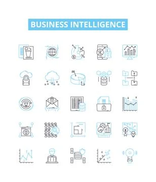Business intelligence vector line icons set. Business, Intelligence, Analytics Stockillustratie