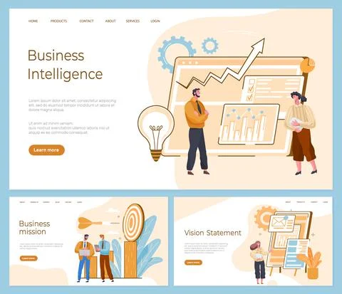 Business intelligence, vision statement, business mission. Teamwork Stock Illustration