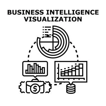 Business intelligence visualization and data analysis process Stockillustratie