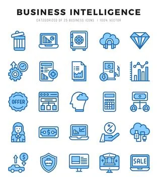 Business Intelligence web icons in Two Color style. Stock Illustration