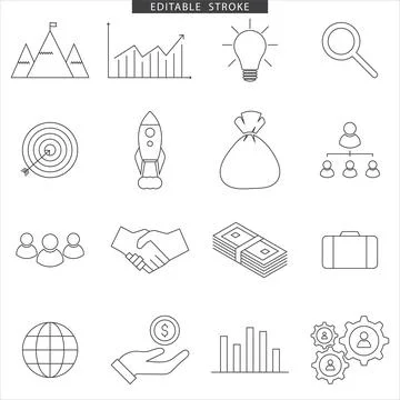 Business interact development icons Stock Illustration