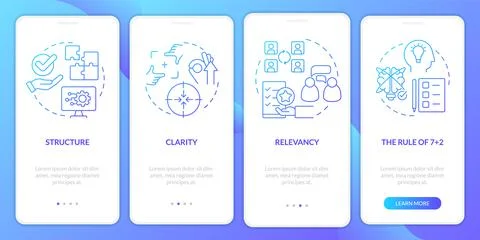 Business interaction basics blue gradient onboarding mobile app screen Stock Illustration