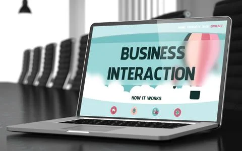 Business Interaction - on Laptop Screen. 3D Illustration Ilustración de archivo
