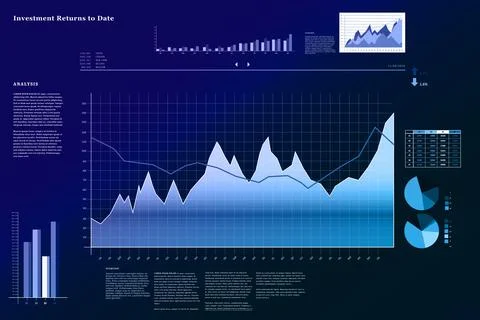 Business interface with graphs and data イラスト素材