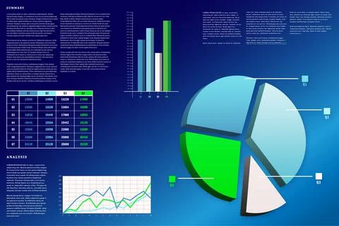 Business interface with graphs and data Illustrazione stock
