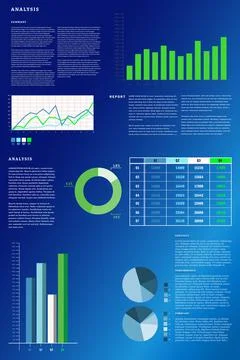 Business interface with graphs and data Stock Illustration