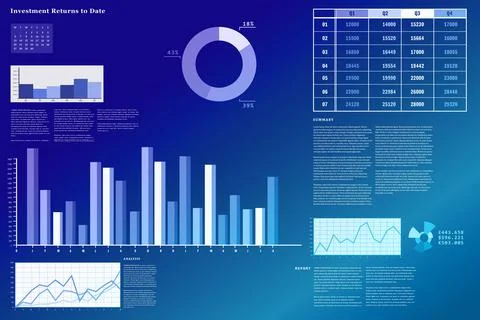 Business interface with graphs and data イラスト素材