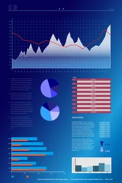 Business interface with graphs and data Stock Illustration